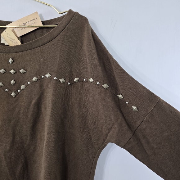 Ralph Lauren Denim & Supply Studded Dolman Batwing Long Sleeve Sweatshirt NWT S - Picture 2 of 10